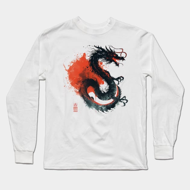 japanese dragon Long Sleeve T-Shirt by Ninja banana